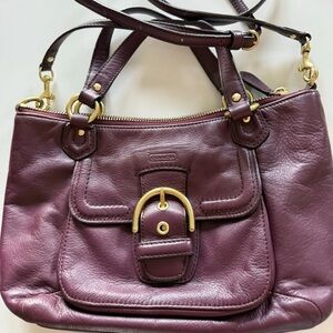 Coach Dark Purple Leather Shoulder Bag